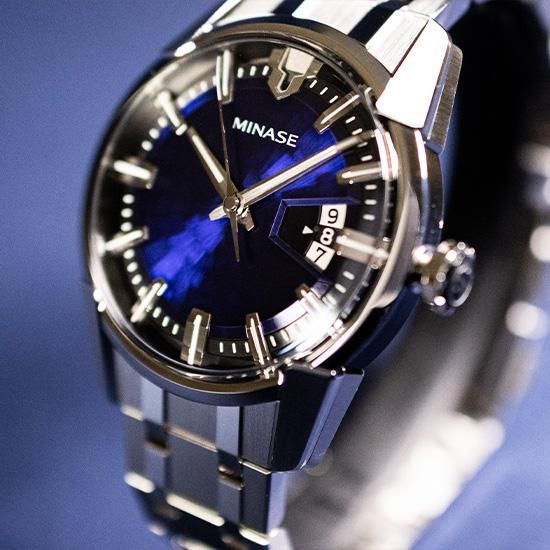 MINASE ミナセ DIVIDO ディヴァイド ブルー VM14-M01NBL-SSB メンズ 自動巻き腕時計 ステンレスブレスレット