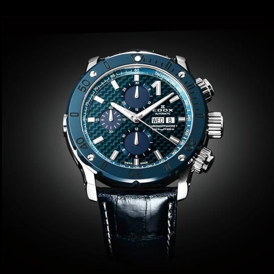 01122-3BU3-BUIN3-L EDOX エドックス クロノオフショア1 クロノグラフ オートマティック